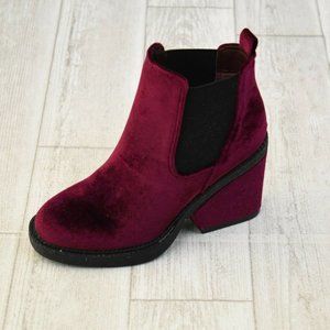 Qupid Marney Velvet Boots 5, Burgundy